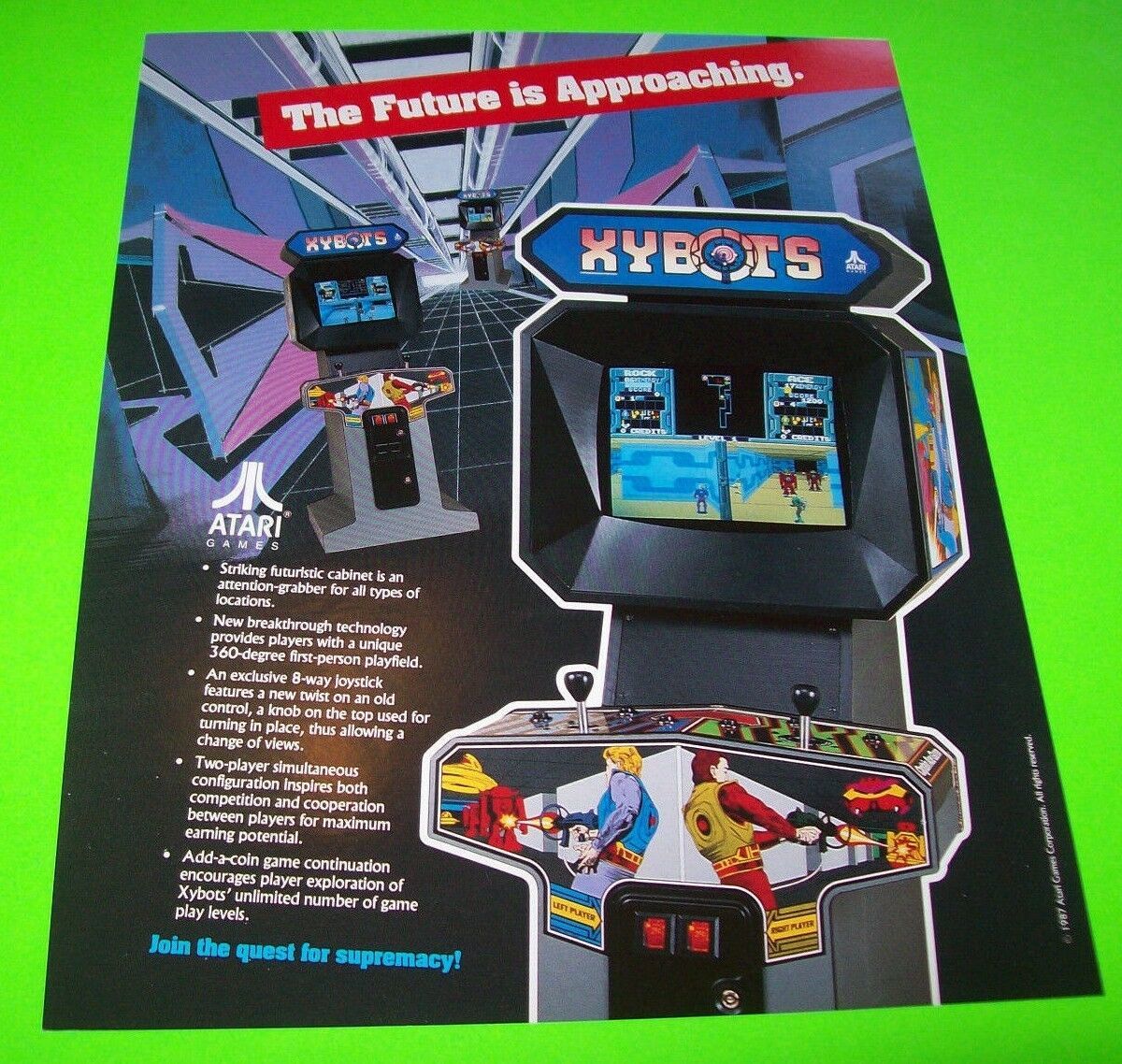 Xybots Arcade FLYER 1987 Atari Original NOS Video Game Space Age Robots