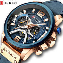 CURREN Casual Sport Watches for Men Blue Top Brand Luxury Military Leather Wrist - $34.99+