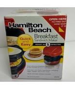 2013 New Hamilton Beach Electric Breakfast Sandwich Maker Red Metal 25476 - $42.00