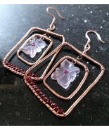 Natural Rose Quartz Carving and Ruby Beads Statement Large Earrings  - $134.00