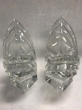 PAIR MIKASA CRYSTAL  Chunky Glass Candle Holders Square Base Germany Vin... - $29.69