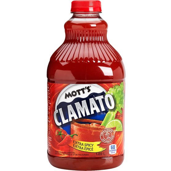 Mott’s Clamato Extra Spicy Tomato Clam Cocktail Juice 4 x 1.89L