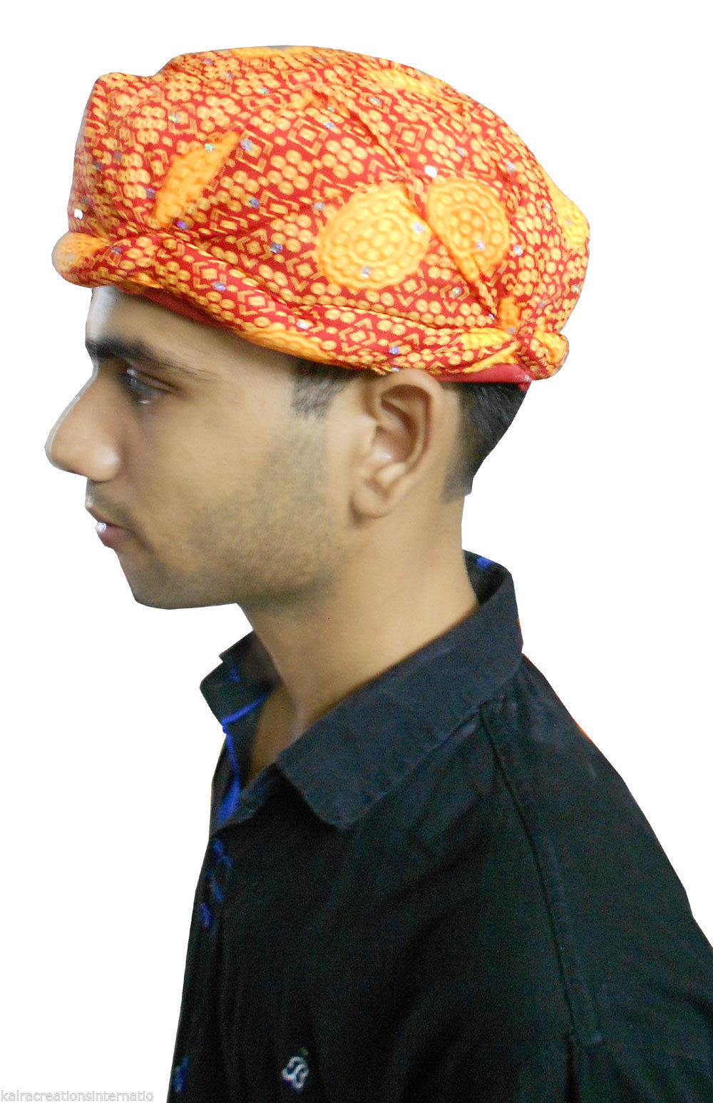 Men Safa Indian Handmade Turban Top Hat Cotton Blend Red Pag Royal