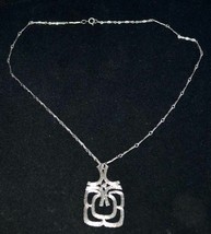 vintage 70&quot;s   modern silvetrtone Pendant Necklace by Avon - $24.74