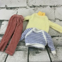 Ken Doll Clothing Lot Outfit Maroon Corduroy Slacks Yellow Blue Sweater #11 - $15.84