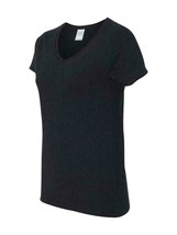 Gildan Heavy Cotton Women&#39;s V-Neck T-Shirt - 5V00L Black Small Tee Shirt... - $9.89