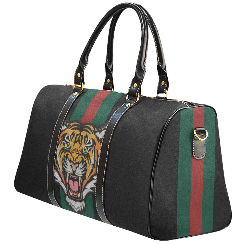 Gucci Style Tiger Green Red Stripes Travel Bag Gym Bag Luxury Style