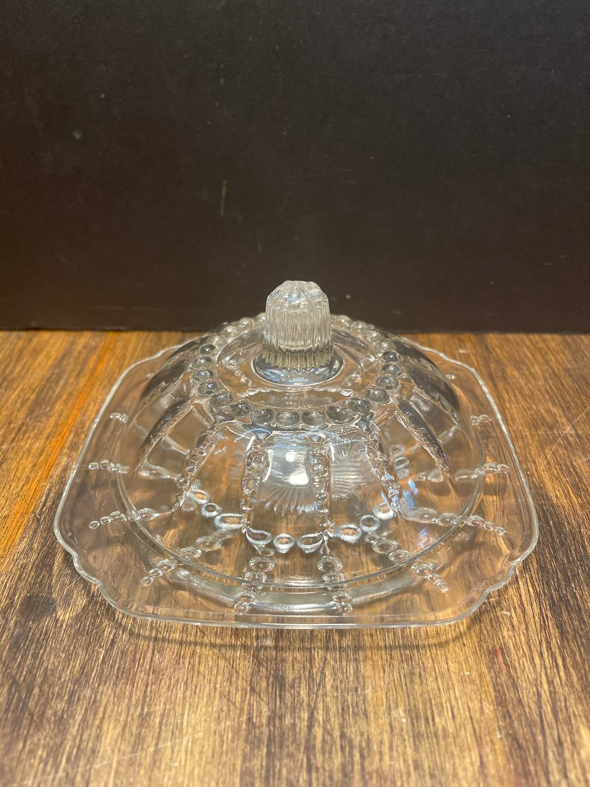 Pretty Imperial Glass Candlewick Butter Dish, Carnival Glass, Round