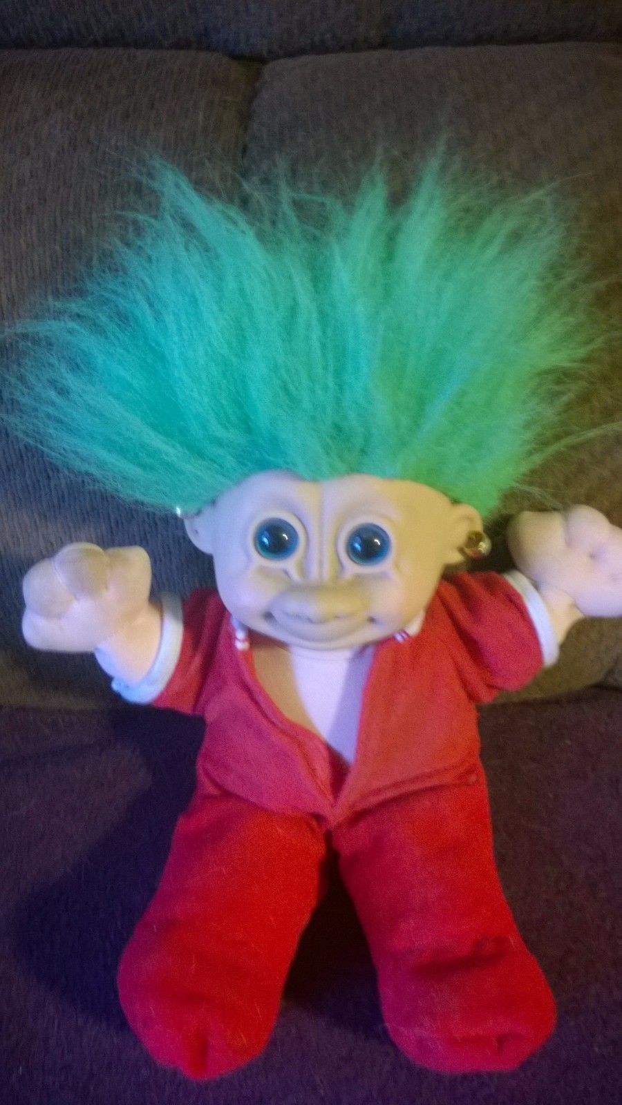 RUSS Santa Christmas Troll Doll Red Jangles In w/ Green Hair - Dolls ...