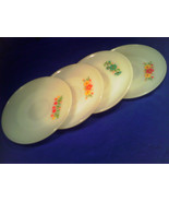 [Q18] (lot of 4) FIRE KING Ware Milk Glass Saucers ANCHOR HOCKING Flowers - $11.97
