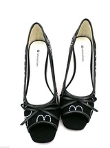 Naturalizer Black &amp; White Embroidered Canvas Open Toe Pumps High  Heels 9 M - $27.03