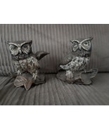 Beautiful Pair Of  Homco Brown &amp; White Owl Figurines 1114 - $18.80