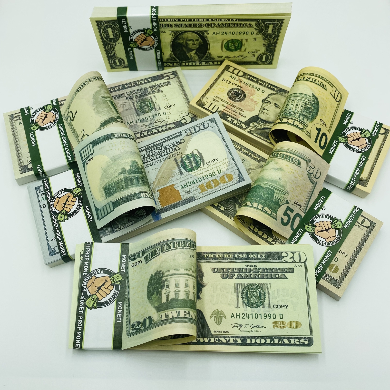 50 Pcs 6 Type Mix Prop Money-Double Sided Full Print Play Game Dollar ...