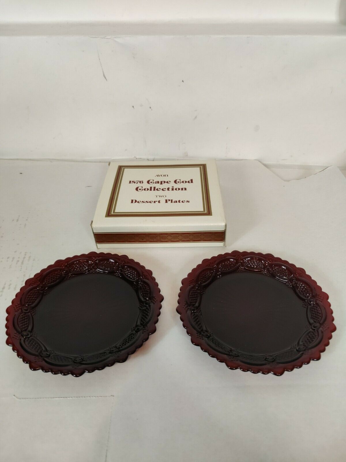 Avon 1876 Cape Cod Collection Ruby Red Desert Plates - $12.95