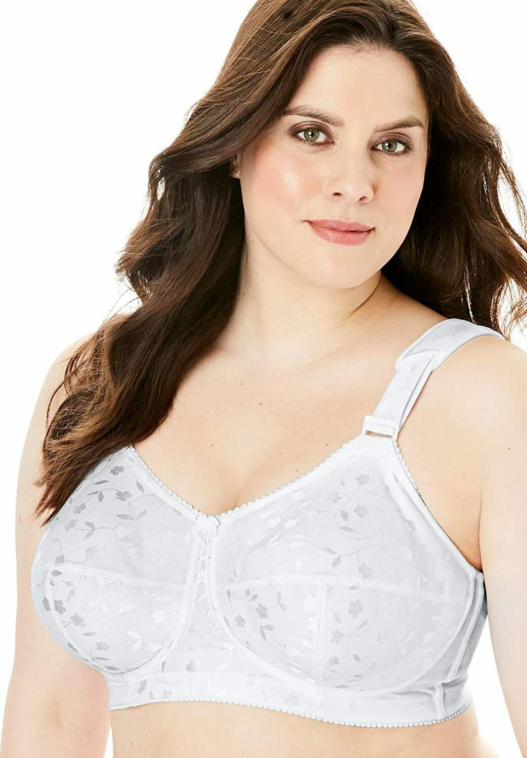 Elila White Plus Size Jacquard Wireless Bra Us 38h Uk 38ff Bras And Bra Sets 2760