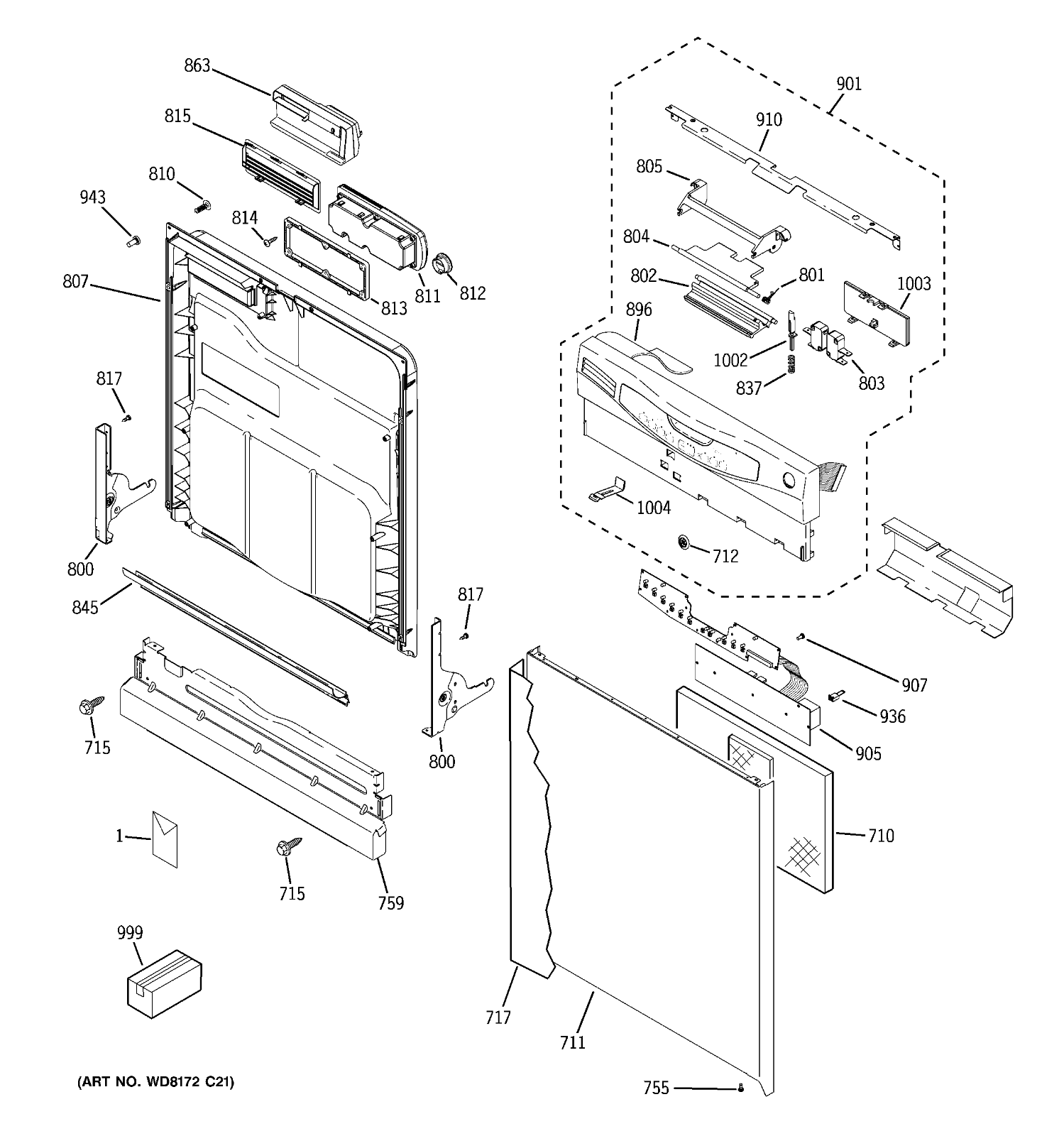 GE Dishwasher Door Front Cover Panel White (WD27X10210) {P2773