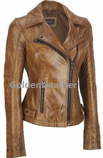Image of Women‘s Leather Motorcycle % Biker Jacket Genuine Soft Lambskin Leather-Uk
