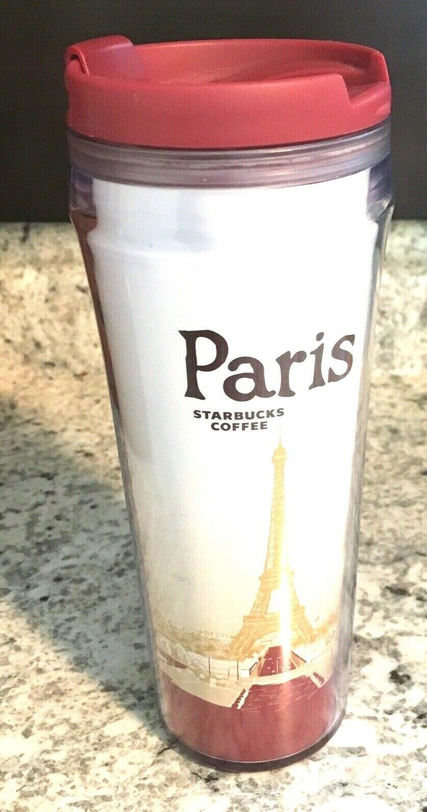 STARBUCKS Paris France Blue 16 Ounce To Go Travel Tumbler Mug Starbucks