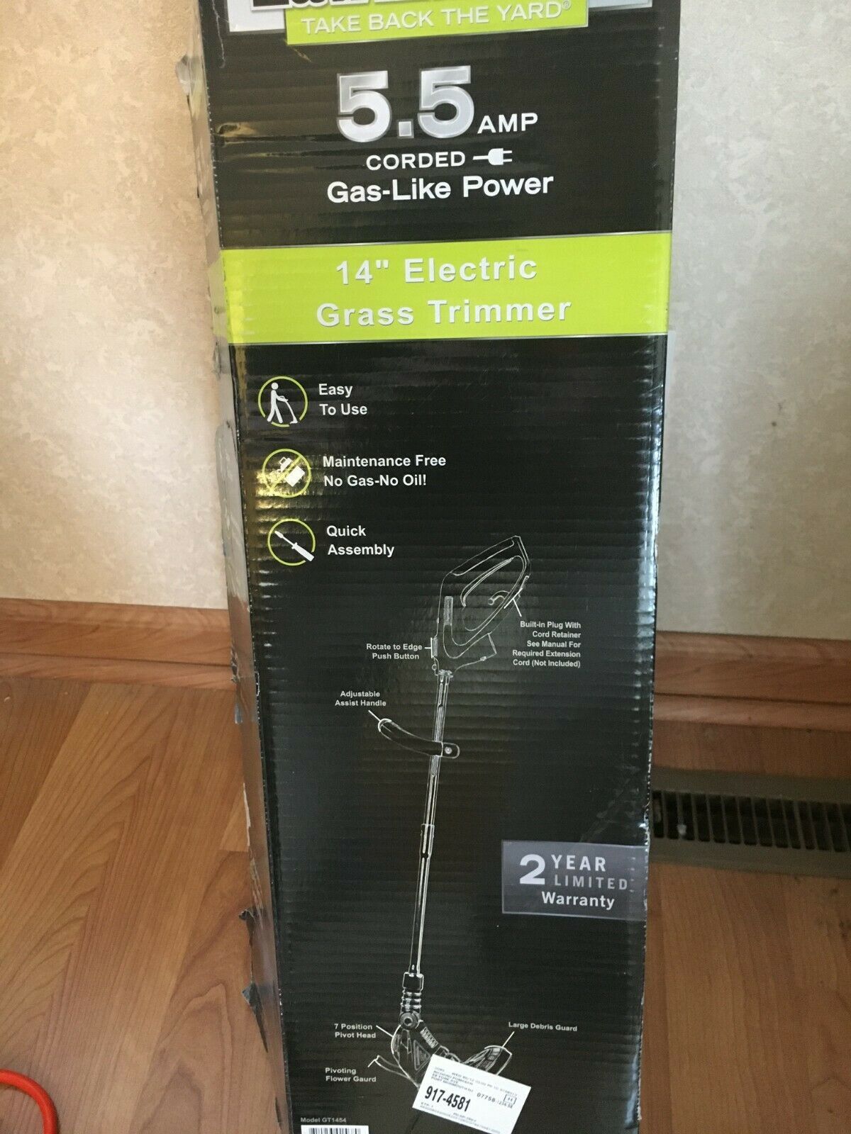 LawnMaster GT1454 Electric String Trimmer 5.5Amp 14In. Grass Trimmer