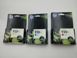 Genuine HP 920XL Cyan Magenta 920 Yellow 3 Pack Ink Cartridges EXP 2013 - $19.72