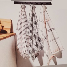 Kitchen Tea Towels, set of 3, Black and White, Striped Check Snowflake NWT image 1