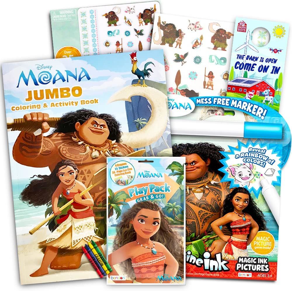 Moana Coloring and Activity Book Super Set -- 3 Moana Books, Over 30 ...