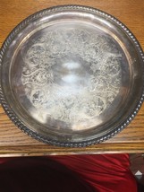 Wm Rodgers  12 1/2&quot;  Round Platter Tray Etched Floral - $17.42
