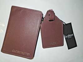 Botkier brown leather Globetrotter passport case &amp; luggage tag set - $55.61