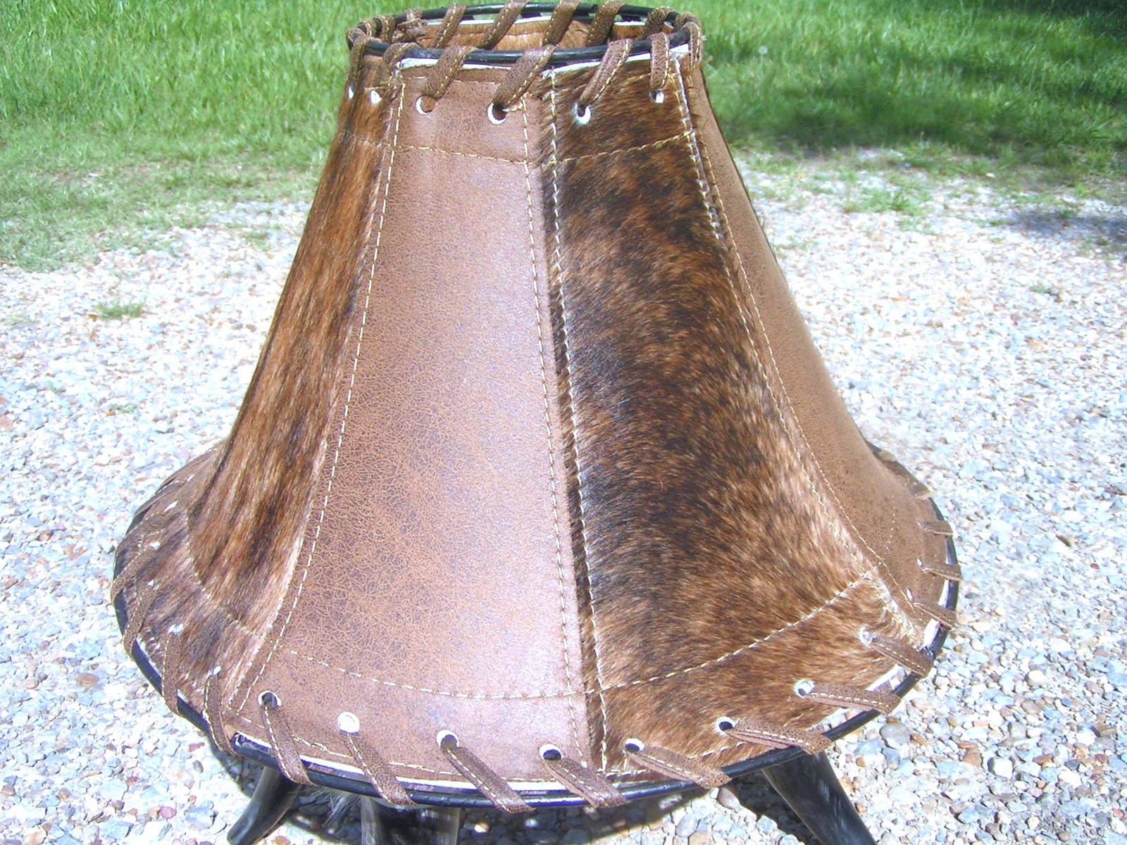 Western Cowhide and Leather Lamp Shade 0177 bz - Lamp Shades