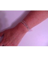 Charter Club 6" Silver Tone Tri-Band Simulated Diamond Stretch Bracelet B448 - $11.51