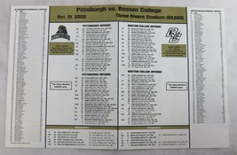 ORIGINAL Vintage Oct 21 2000 Boston College @ Pitt Lineup Card Antonio B... - $19.79