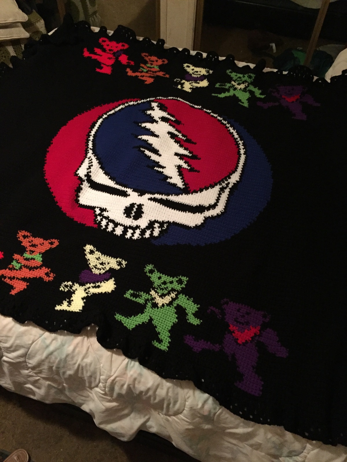 Grateful Dead Crochet Blanket Pattern Classic Rock Music GD Bears