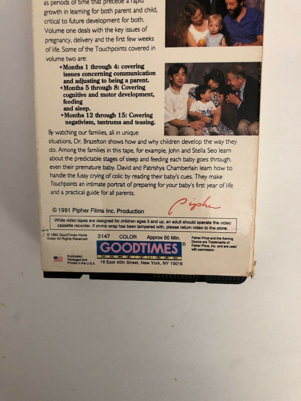 Fisher Price Touchpoints The Definitive Series On Parenting VHS1992 Dr ...