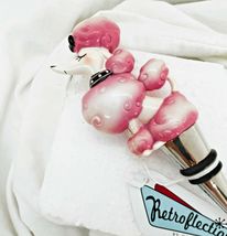 Retroflection Poodle Bottle Stopper Dog Design Retro Style Pink Resin Metal image 3