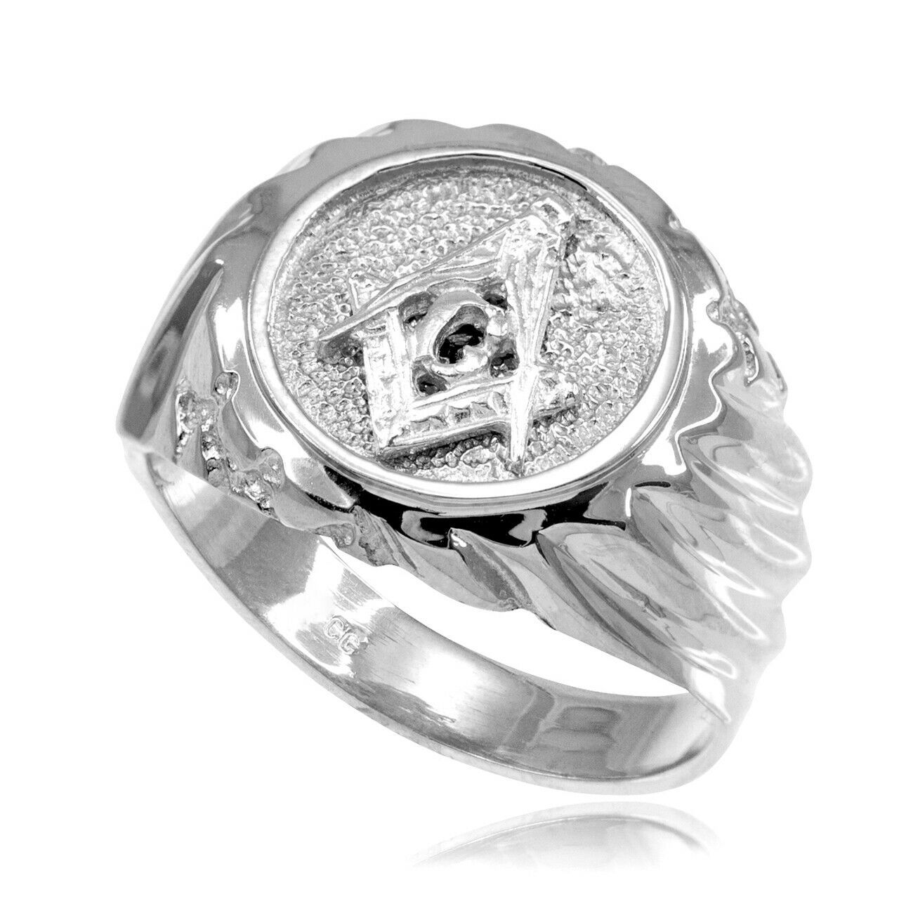 Primary image for 925 Solid Sterling Silver Masonic Men's Ring Any /All Size Made in USA