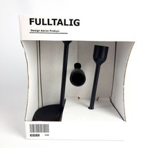 SET of 3 Ikea FULLTALIG Candlestick Candle Holder Metal Black 4" 5.75" 8" - $39.98