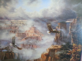 Home Interiors Homco Soaring Eagles Over Canyons Picture Clouds Reichardt - $99.99