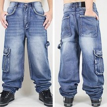 Men's Fashion Hip Pop Street Dance Plus Size Loose Mid Waist Baggy Jeans - $56.32