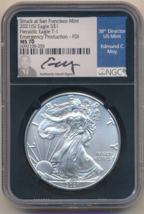 2021 (S) American Silver Eagle Type 1-EMERGENCY Production FDI-NGC MS70-MOY - $279.95
