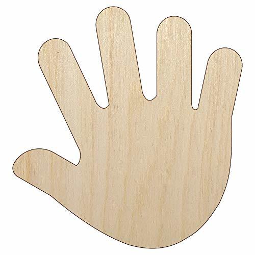 Handprint Solid Unfinished Wood Shape Piece Cutout for DIY Craft Projects - 1/8