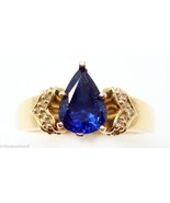 Gorgeous 1.28ct Royal Blue Pear Genuine Natural Sapphire Ring (#J406) - £1,164.19 GBP