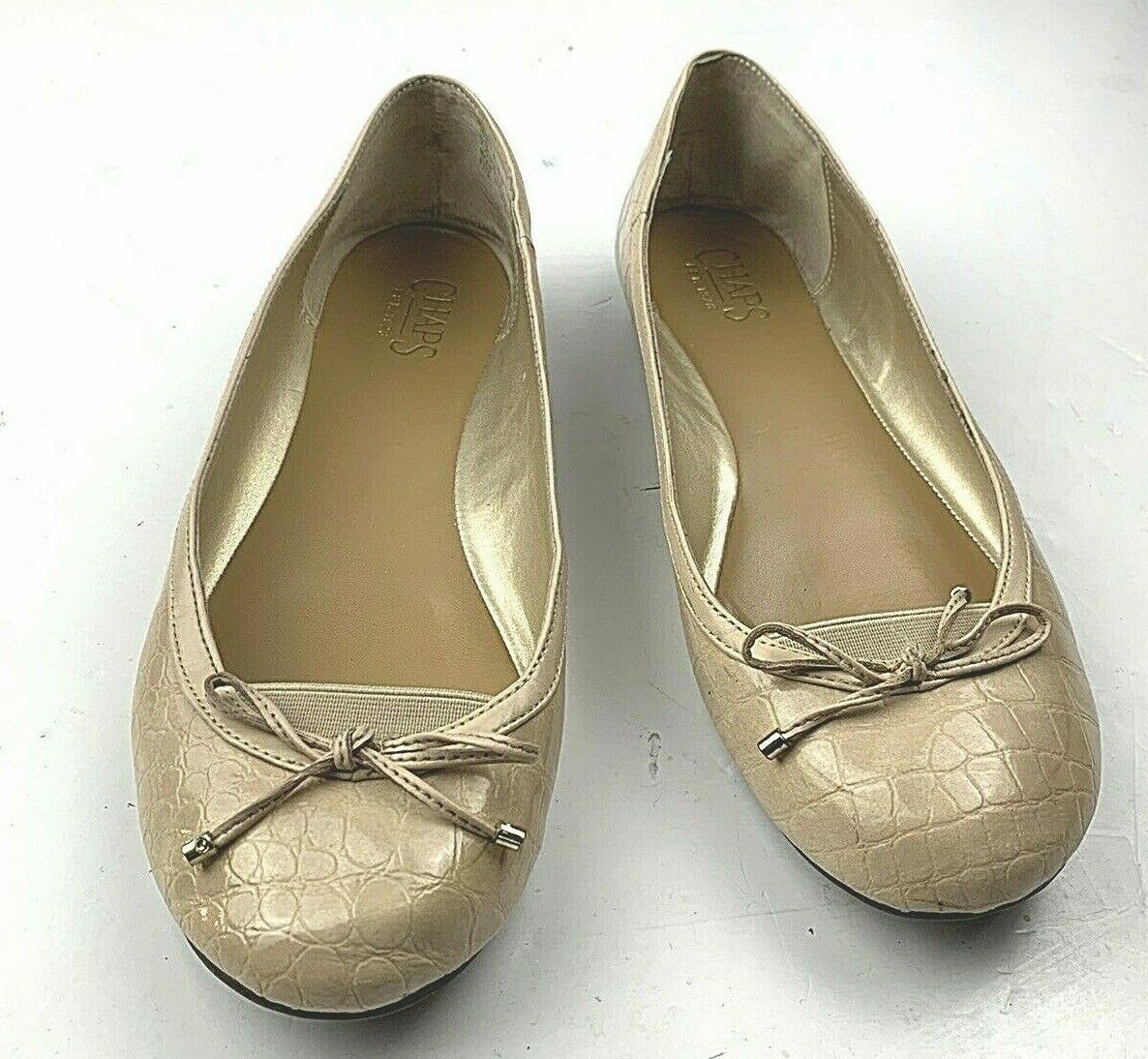 CHAPS MAIYA Beige Ballet Flats Sz 10 B SNAKESKIN PATTERN - Flats & Oxfords