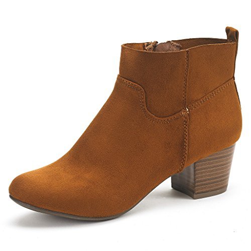 tan block heel ankle boot