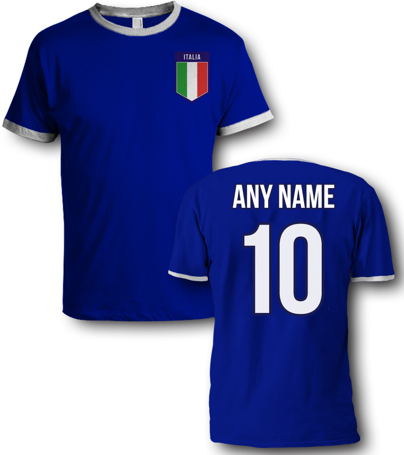 Image of Italy Italia name number soccer football personalized tee t shirt jersey