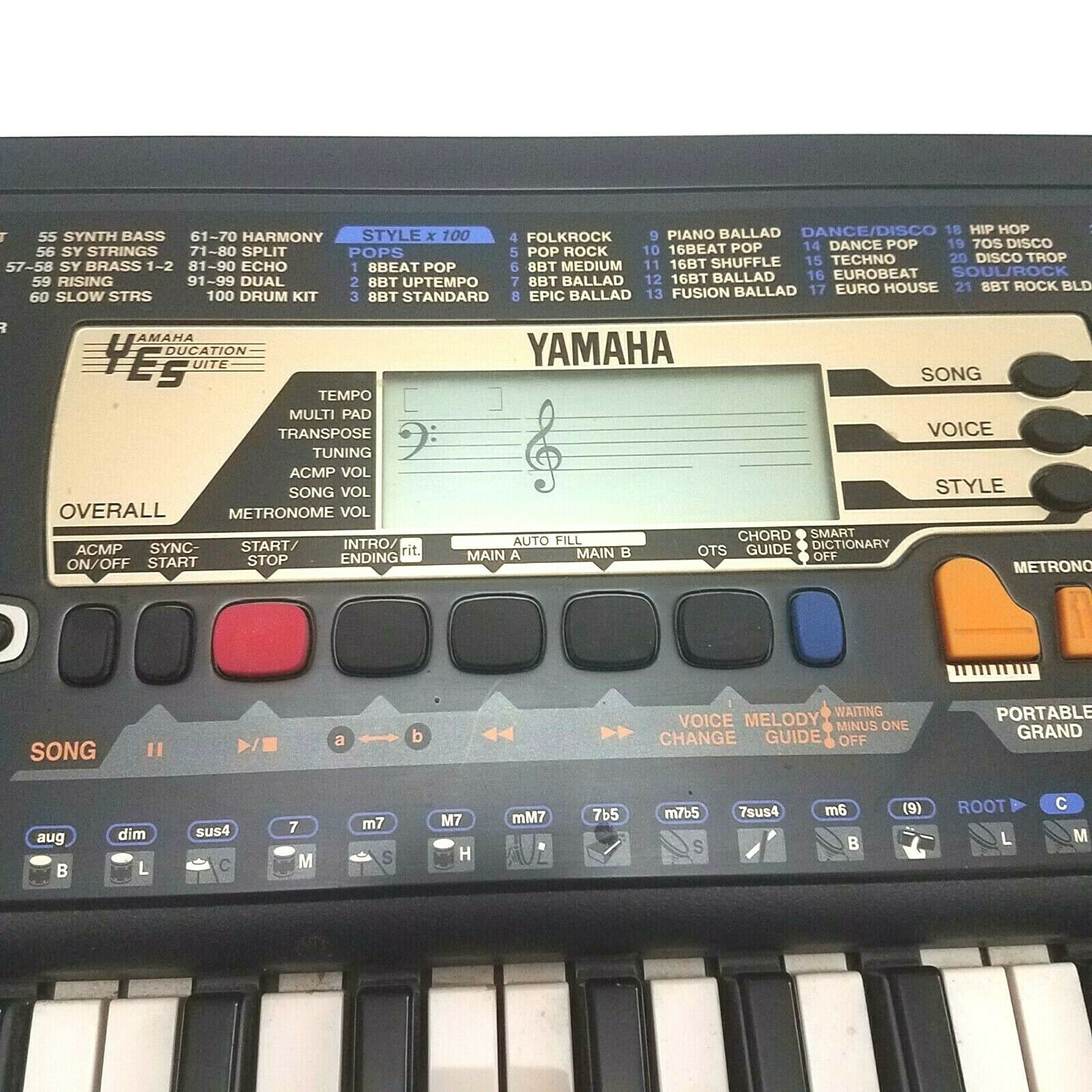 YAMAHA PSR195 61 Key Keyboard w Power Supply & Stand TESTED & Sounds
