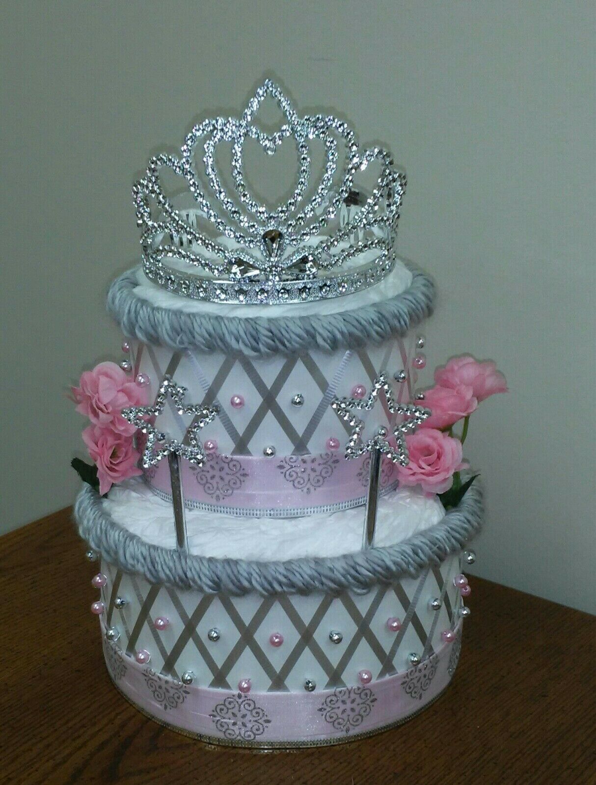 Princess Themed Baby Girl Pink and Silver Shower 2 Tier Princess Themed Baby Girl Pink and Silver Shower 2 Tier
