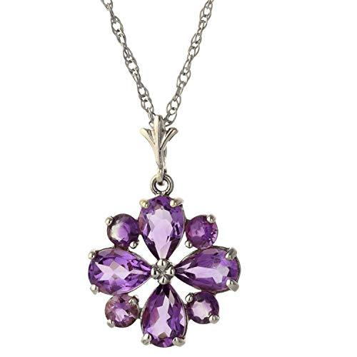 Galaxy Gold GG 14k Solid White Gold Necklace with Natural Amethysts