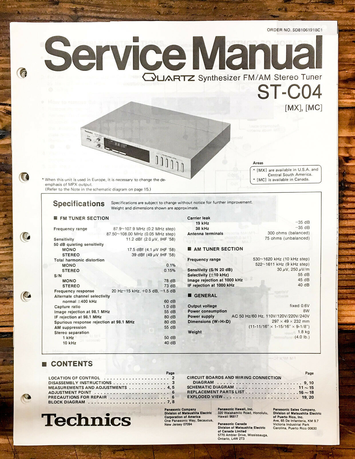 Technics St C Tuner Service Manual Original Vintage Parts Accessories