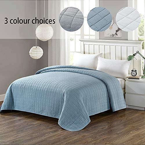 Simple&Opulence Washed Super Soft Microfiber Quilt Bedspread Twin, Blue