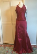 NEW Davids Bridal Red Halter Neck Cocktail Gown 2 pc skirt top dress gown 6 - 8 - $64.35